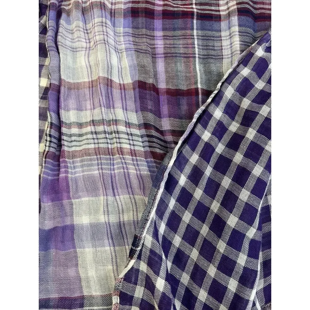 Purple Black Plaid Scarf 2 Sided Casual79